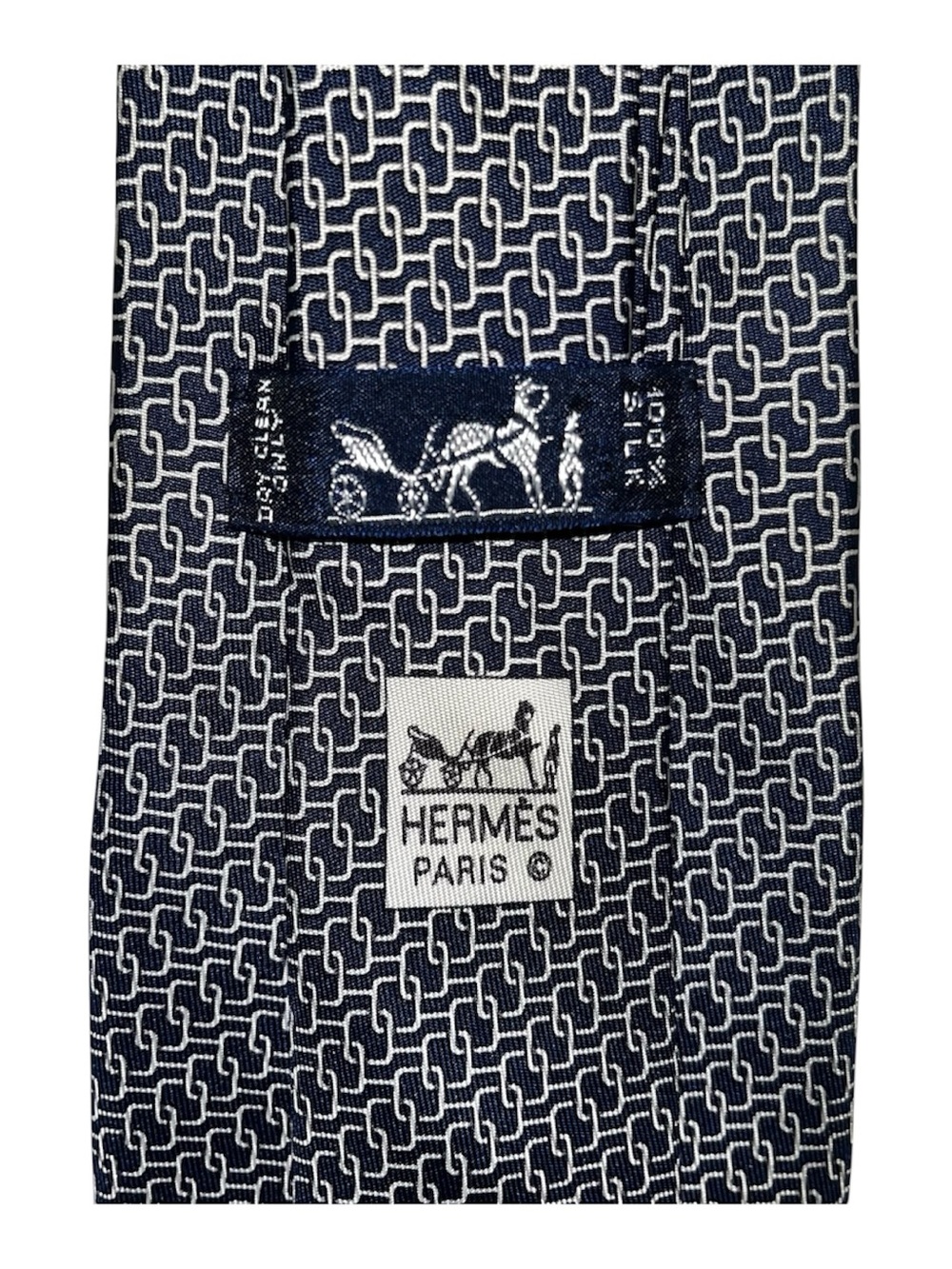Hermès Blue Silk Tie – Classic Designer Pattern, Excellent Pre-Owned